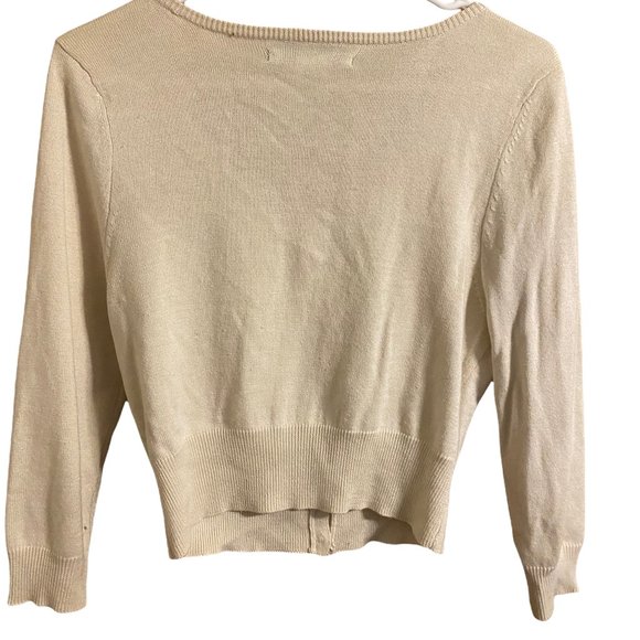 Necessary Objects Beaded Crop Buttoned Sweater Cream Color Women's Size Med - Picture 6 of 8